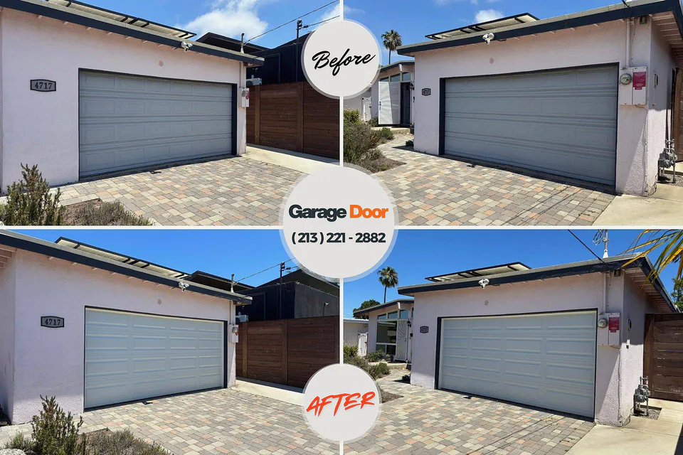 Before and after: garage door repair Island City, OR